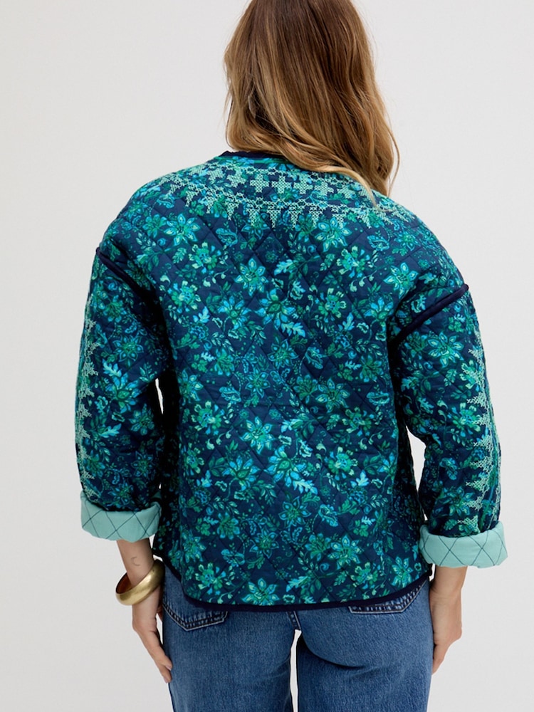 Raffya Blue Felicity Quilted 100% Cotton Jacket - Image 2 of 5