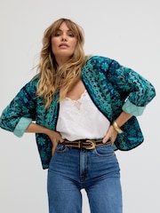 Raffya Blue Felicity Quilted 100% Cotton Jacket - Image 3 of 5