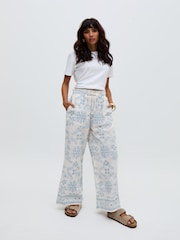 Raffya Cream Cherice 100% Cotton Trousers - Image 1 of 5