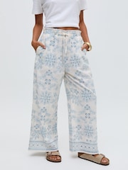 Raffya Cream Cherice 100% Cotton Trousers - Image 4 of 5