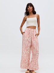 Raffya Cream Pop Printed Co-Ord Trousers - Image 2 of 6