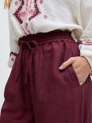 Rojo - Pantalones de lino de pernera ancha Paulina de Raffya - Imagen 4 de 5