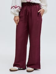 Rojo - Pantalones de lino de pernera ancha Paulina de Raffya - Imagen 5 de 5