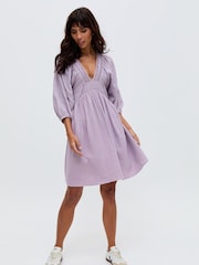 Raffya Purple Soipoi Midi 100% Cotton Dress - Image 1 of 2