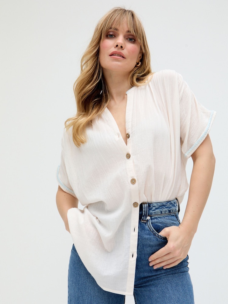 Raffya Cream 100% Cotton Juneeta Top - Image 1 of 5