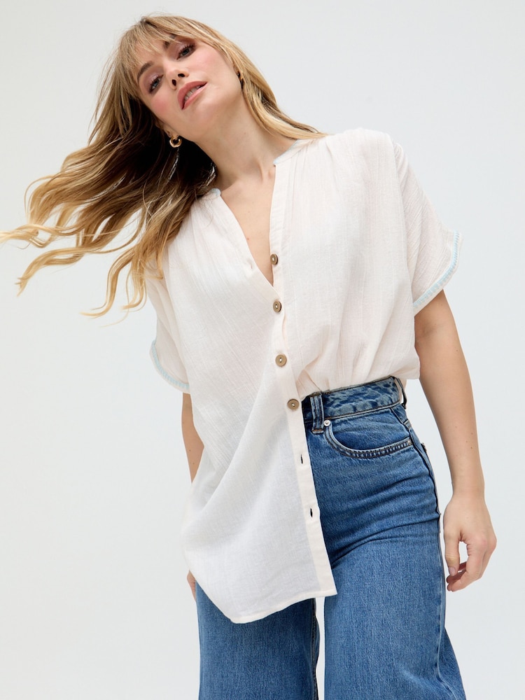Raffya Cream 100% Cotton Juneeta Top - Image 2 of 5