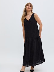 Raffya Black Squire 100% Cotton Embroidery Dress - Image 1 of 2