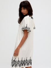 Raffya Cream Dove Cream Jemilla Jacquard Cotton Dress - Image 2 of 5