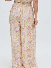 Raffya Cream Matisse Multi Colour Printed Co-Ord Trousers - Image 2 of 5