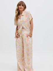 Raffya Cream Matisse Multi Colour Printed Co-Ord Trousers - Image 3 of 5