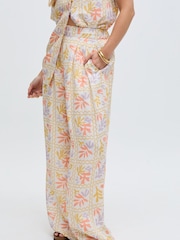 Raffya Cream Matisse Multi Colour Printed Co-Ord Trousers - Image 4 of 5