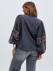 Raffya Blue 100% Cotton Demi Top - Image 2 of 6