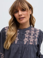 Raffya Blue 100% Cotton Demi Top - Image 3 of 6