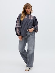 Raffya Blue 100% Cotton Demi Top - Image 4 of 6