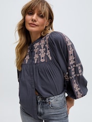 Raffya Blue 100% Cotton Demi Top - Image 5 of 6