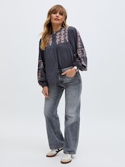 Raffya Blue 100% Cotton Demi Top - Image 6 of 6