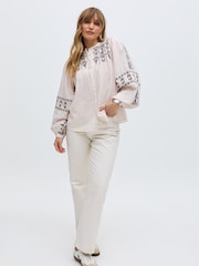 Raffya Cream 100% Cotton Demi Top - Image 1 of 5