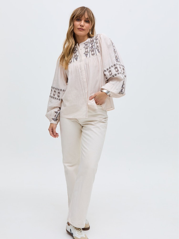 Raffya Cream 100% Cotton Demi Top - Image 1 of 5