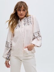 Raffya Cream 100% Cotton Demi Top - Image 2 of 5