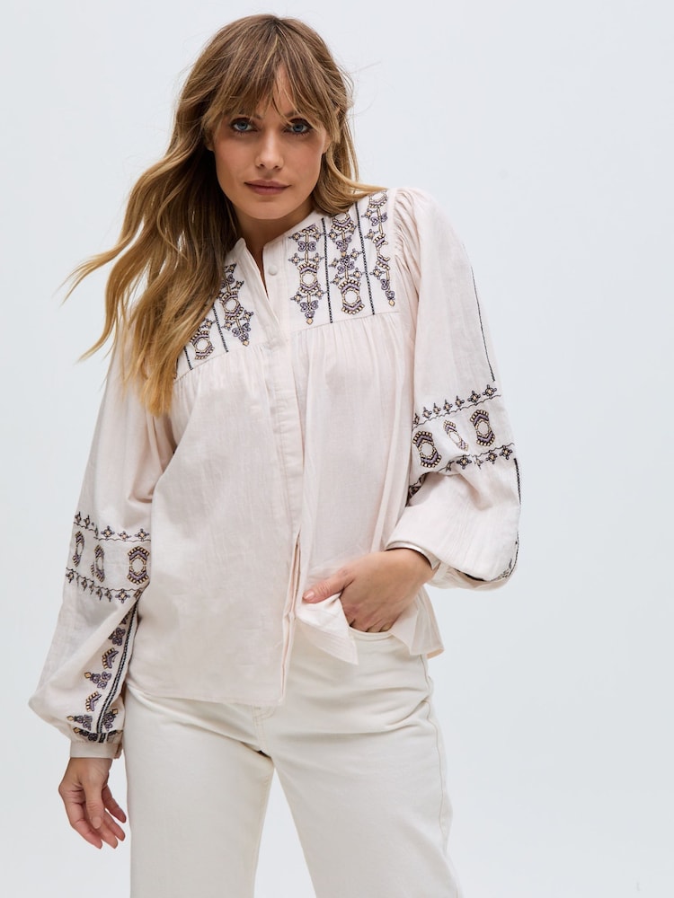 Raffya Cream 100% Cotton Demi Top - Image 2 of 5