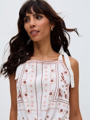 Raffya White Sabrina Embroidered 100% Cotton Playsuit - Image 5 of 6