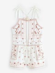 Raffya White Sabrina Embroidered 100% Cotton Playsuit - Image 6 of 6