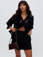 Raffya Shelli Cut Out Embrodiered Co-Ord 100% Cotton Shirt - Imagen 3 de 4