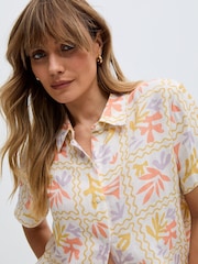 Raffya Cream Matisse Multi Colour Printed Co-Ord Shirt - Image 5 of 6