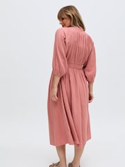 Raffya Pink Soipoi Midi 100% Cotton Dress - Image 6 of 6