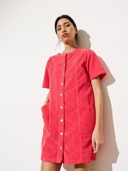 Oliver Bonas Red Corduroy Mini Dress - Image 1 of 9