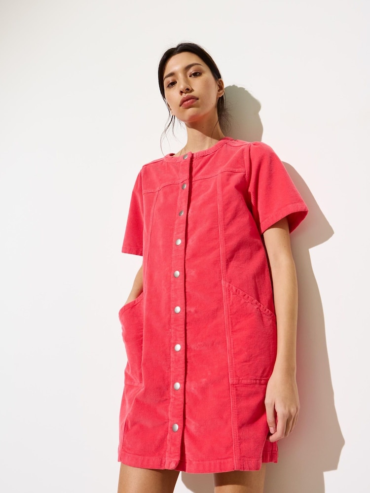 Oliver Bonas Red Corduroy Mini Dress - Image 1 of 9