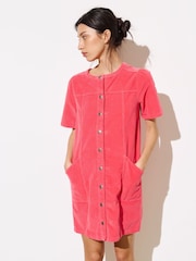 Oliver Bonas Red Corduroy Mini Dress - Image 2 of 9