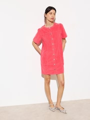 Oliver Bonas Red Corduroy Mini Dress - Image 3 of 9
