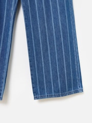 Oliver Bonas Blue 100% Cotton Denim Striped Wide Leg Jeans - Image 8 of 8