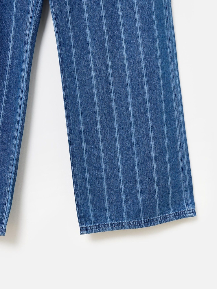 Oliver Bonas Blue 100% Cotton Denim Striped Wide Leg Jeans - Image 8 of 8 Oliver Bonas Blue 100% Cotton Denim Striped Wide Leg Jeans - Image 8 of 8