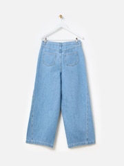 Oliver Bonas Blue 100% Cotton Diagonal Seam Wide Leg Jeans - Image 5 of 8