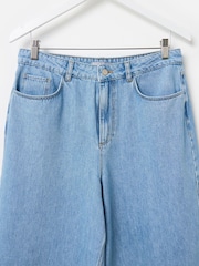 Oliver Bonas Blue 100% Cotton Diagonal Seam Wide Leg Jeans - Image 6 of 8
