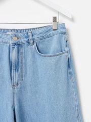 Oliver Bonas Blue 100% Cotton Diagonal Seam Wide Leg Jeans - Image 7 of 8