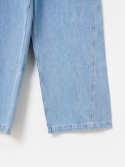 Oliver Bonas Blue 100% Cotton Diagonal Seam Wide Leg Jeans - Image 8 of 8