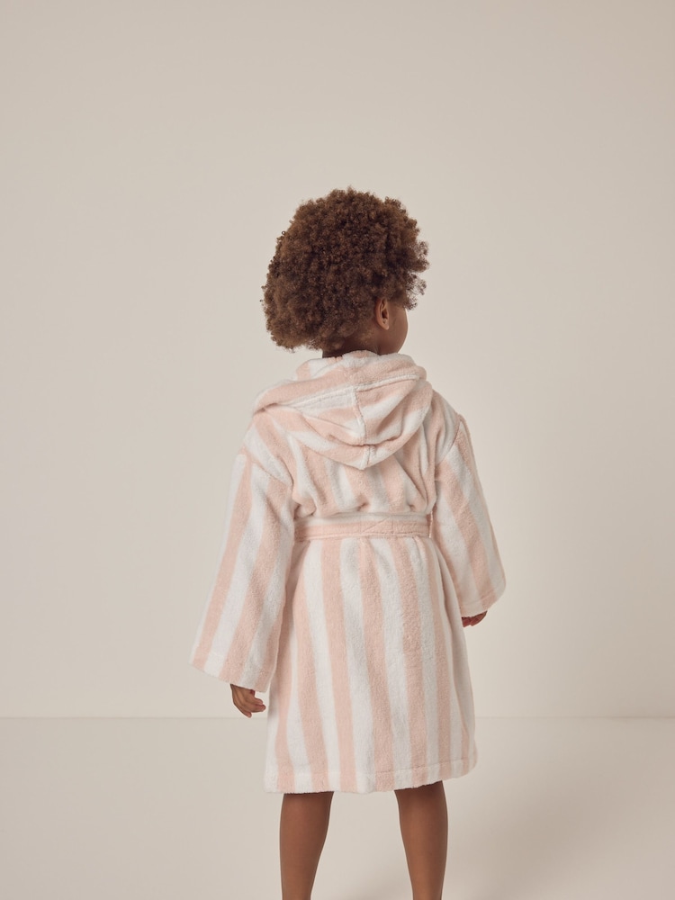 The White Company Natural 100% Cotton Wide Stripe Towelling Robe - Image 3 of 6