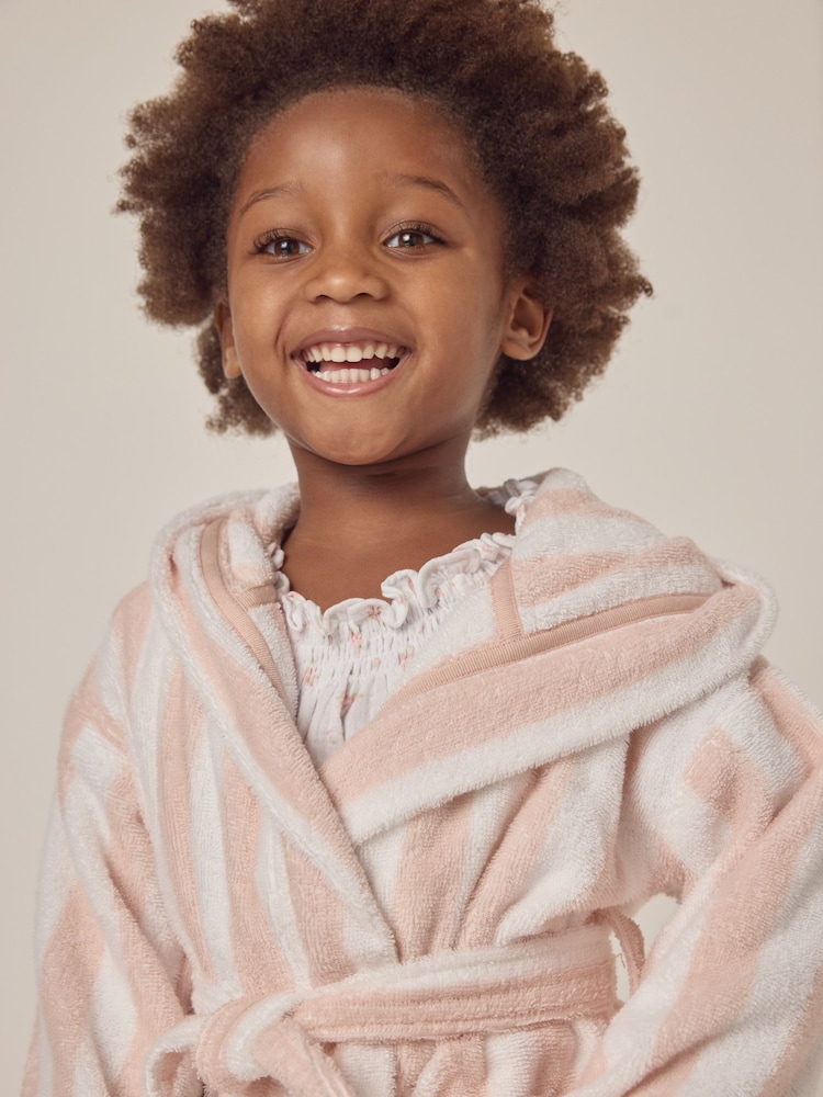 The White Company Natural 100% Cotton Wide Stripe Towelling Robe - Image 4 of 6