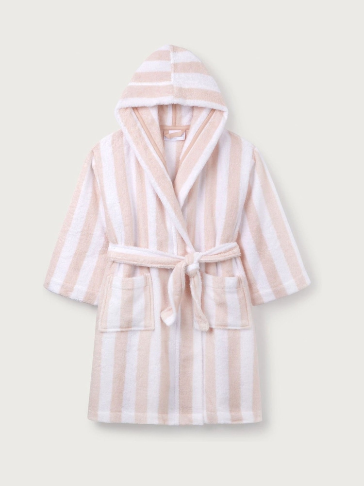The White Company Natural 100% Cotton Wide Stripe Towelling Robe - Image 5 of 6