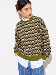 Oliver Bonas 100% Cotton Geometric Sweatshirt - صورة 1 من 8