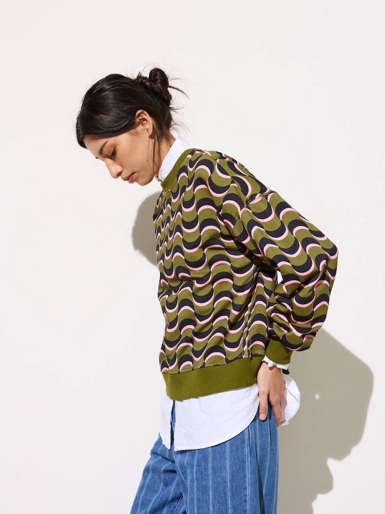 Oliver Bonas 100% Cotton Geometric Sweatshirt - صورة 2 من 8