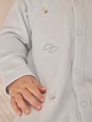 The White Company Blue 100% Cotton Up In The Air Embroidered Sleepsuit - Image 3 of 5