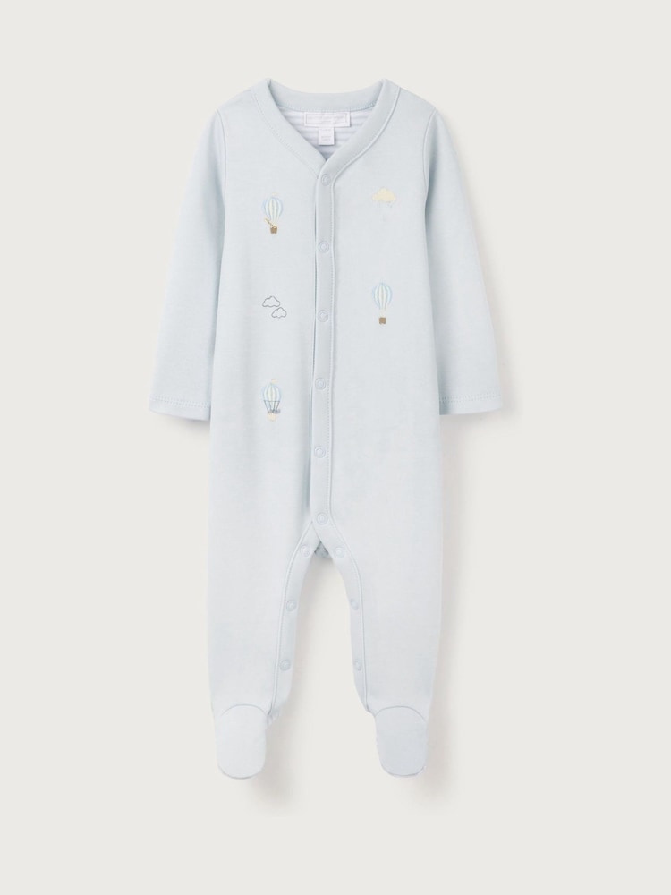The White Company Blue 100% Cotton Up In The Air Embroidered Sleepsuit - Image 4 of 5