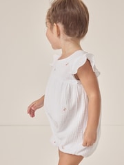 The White Company Baby 100% Cotton Crinkle Strawberry And Cherries White Shortie - Image 3 of 6
