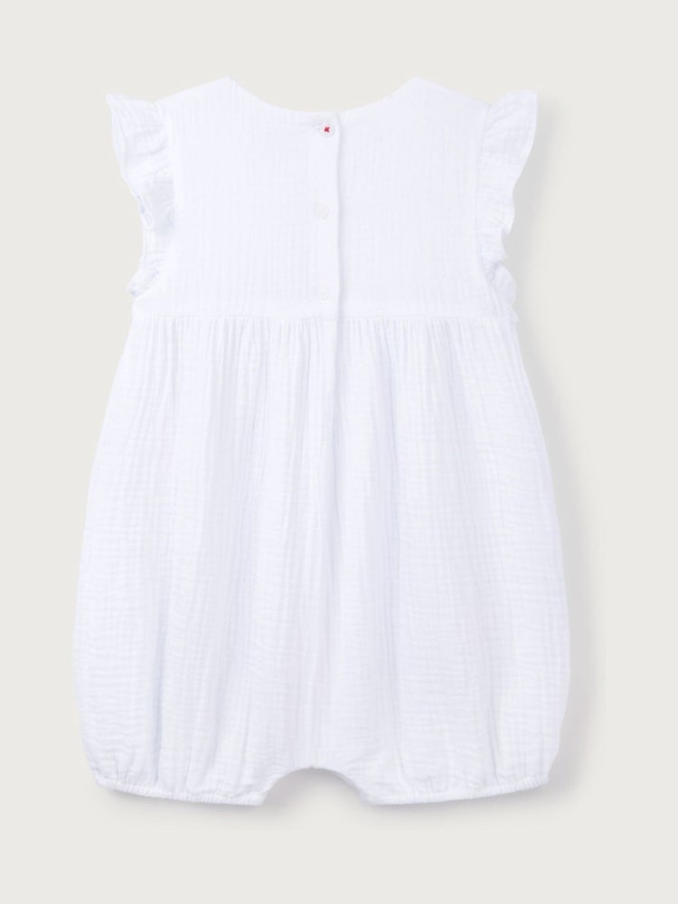 The White Company Baby 100% Cotton Crinkle Strawberry And Cherries White Shortie - Image 6 of 6 The White Company Baby 100% Cotton Crinkle Strawberry And Cherries White Shortie - Image 6 of 6