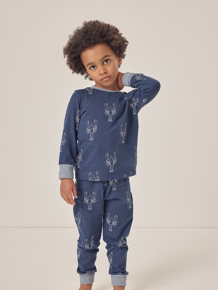 The White Company Blue 100% Cotton Glow In The Dark Lobster Pyjamas - Image 1 of 6