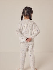 The White Company Relaxed Fit 100% Cotton Pointelle Heart Floral White Pyjamas - Image 2 of 6